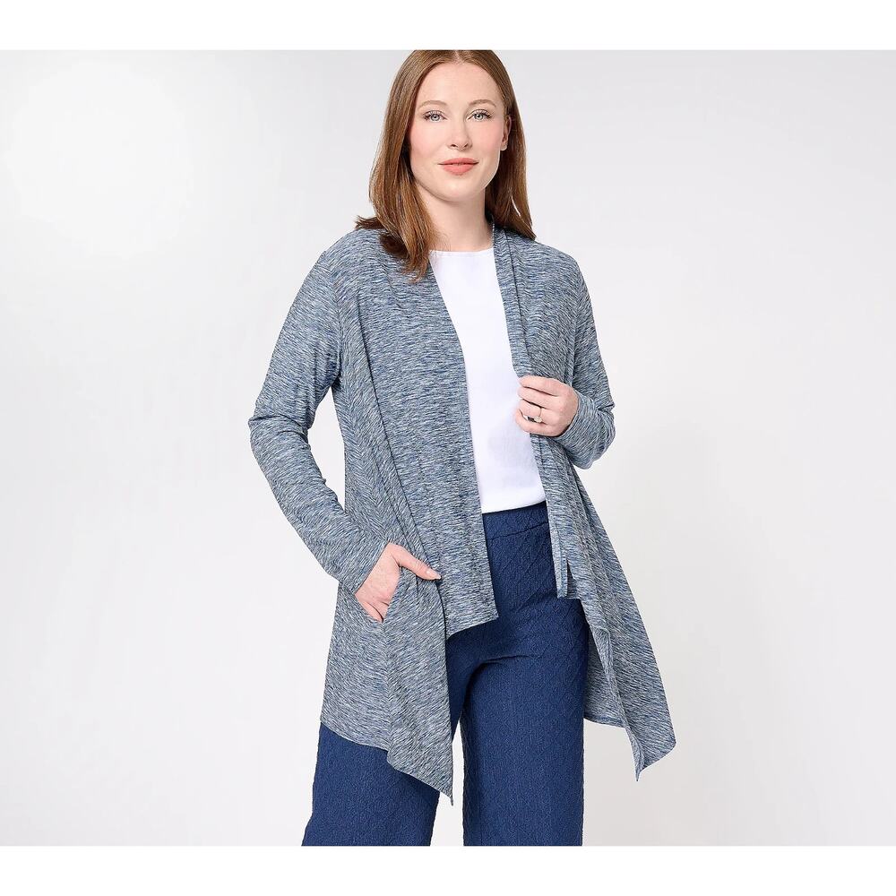 Attitudes by Renee Spacedye Cascade Jacket Size XXS Cobalt Blue Pockets Casual